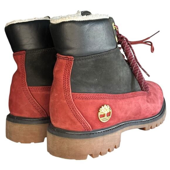 Mens Timberland A2MJM Premium 6" Leather Fleece Lined Combat Boot Size 10.5M Red - Picture 4 of 6